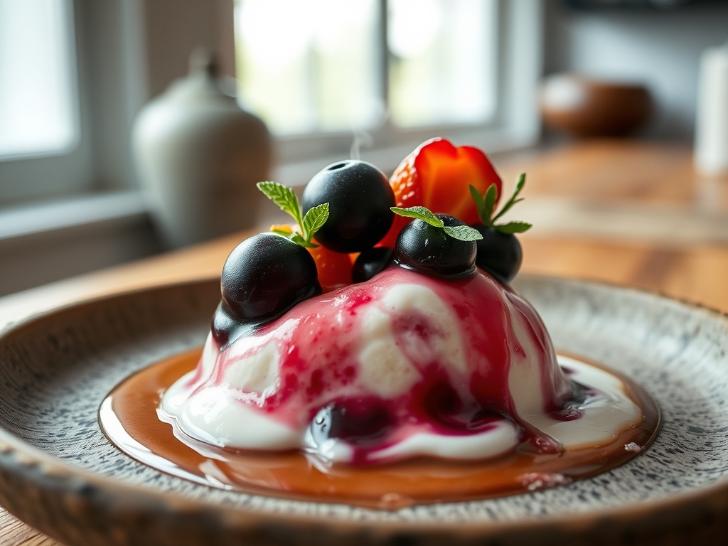 Helado de yogur y moras